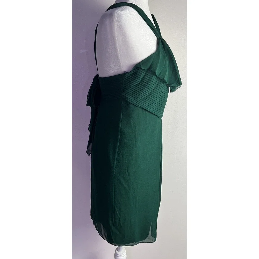 Vera Wang Lavender Label‎ Silk Chiffon Party Cocktail Dress Emerald Green Sz 6 - Picture 3 of 13
